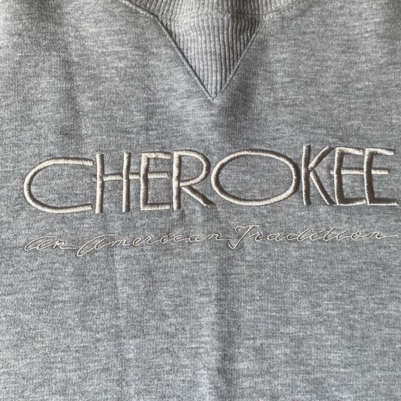 Cherokee Sweatshirt Large Grey Crew Neck VTG Relaxed Pullover Outdoors - Picture 2 of 6